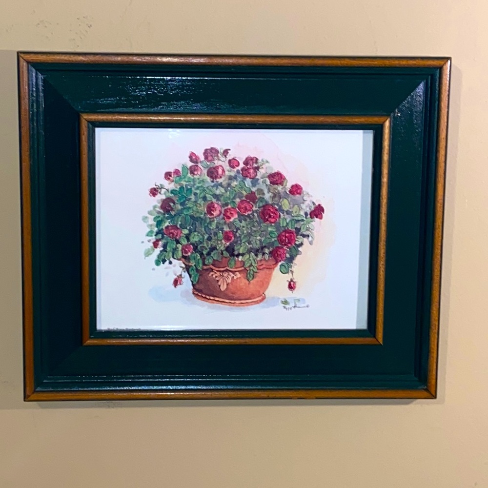 VTG “Red Rose Portrait” Framed Artwork
